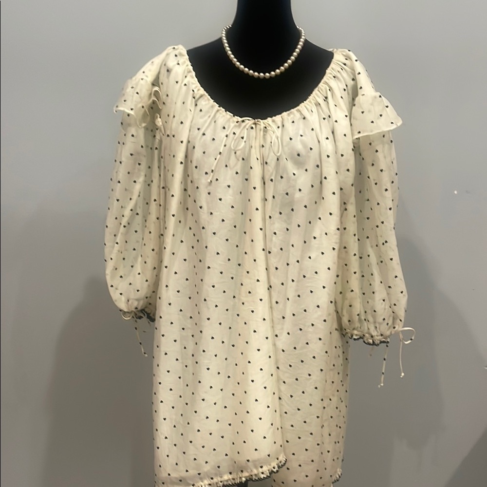 For love and lemons Chic Cream Polka Dot babydoll dress medium new